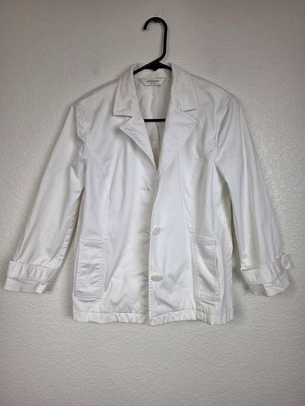 Liz Claiborne White Cotton Blazer Jacket Large